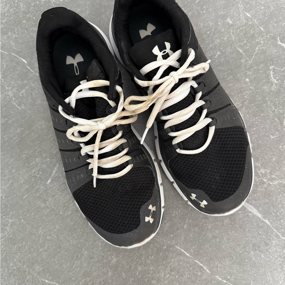 Under Armour Black Mesh Athletic Shoes with White Accents